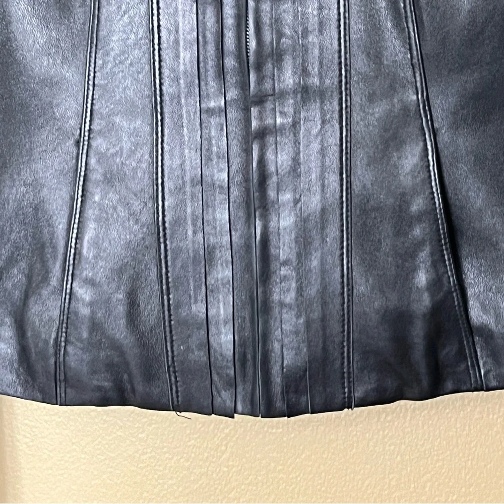 TAHARI 100% Genuine Leather Jacket Blazer Zipper Front Black XS Women - Picture 6 of 14